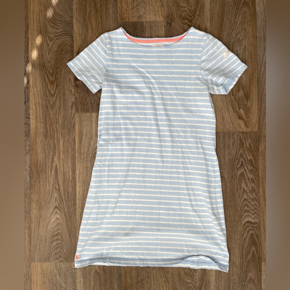 Joules Riviera Stripe T Shirt Dress Blue White Nautical Cotton US 10 UK 14